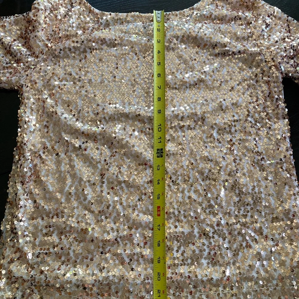 Rose Gold Sequin Women's Blouse - Sparkle Boatneck Top